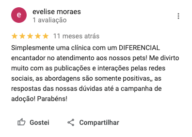 Imagem destacando depoimentos de clientes satisfeitos com o atendimento da clínica veterinária em caxias do sul.